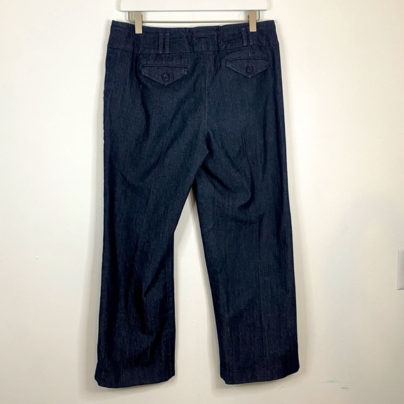 SANDRO Women’s 10P Dark Wash Denim Wide Leg Dress Work Professional Pants - Picture 2 of 5